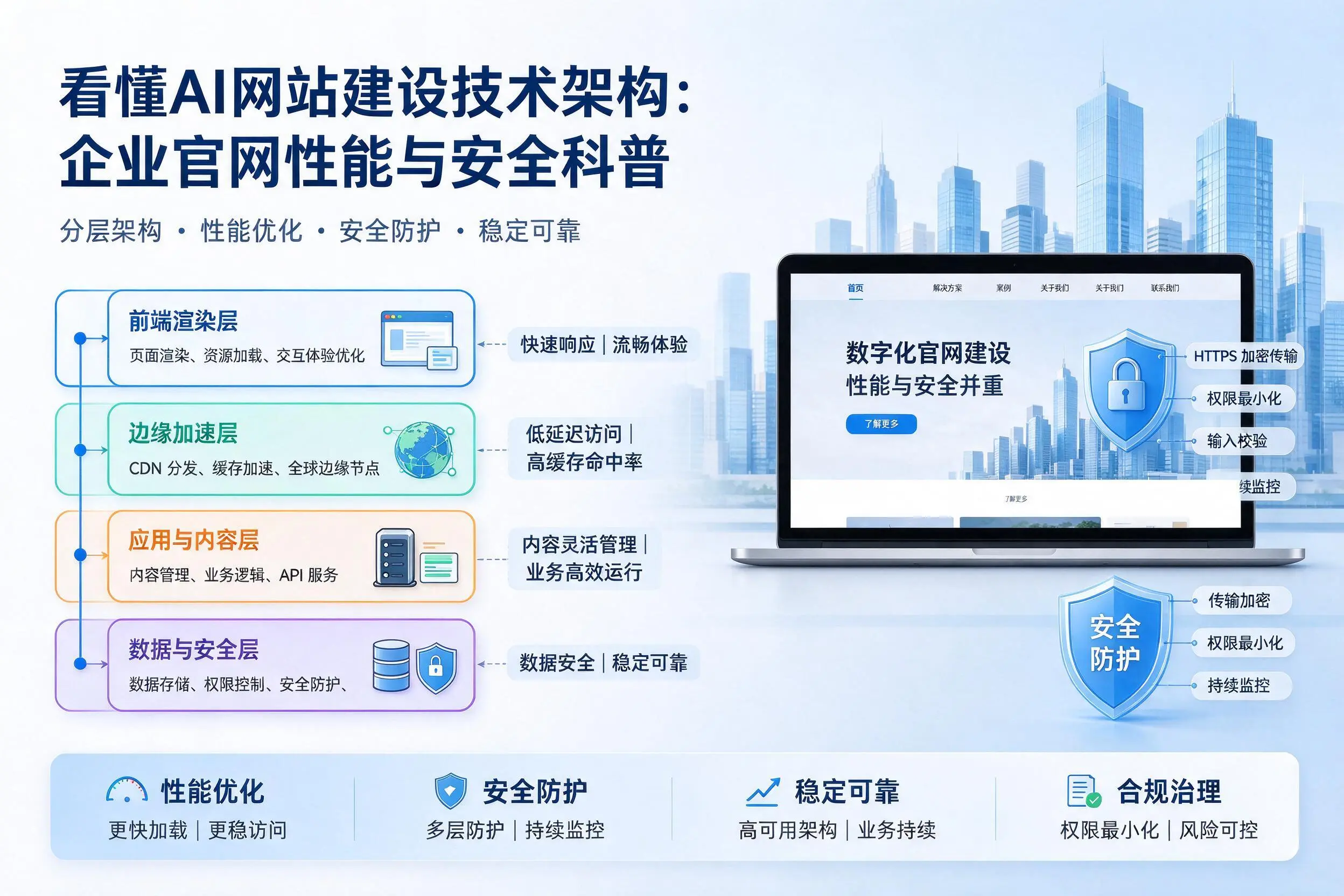 看懂AI网站建设技术架构：昆明企业官网性能与安全科普