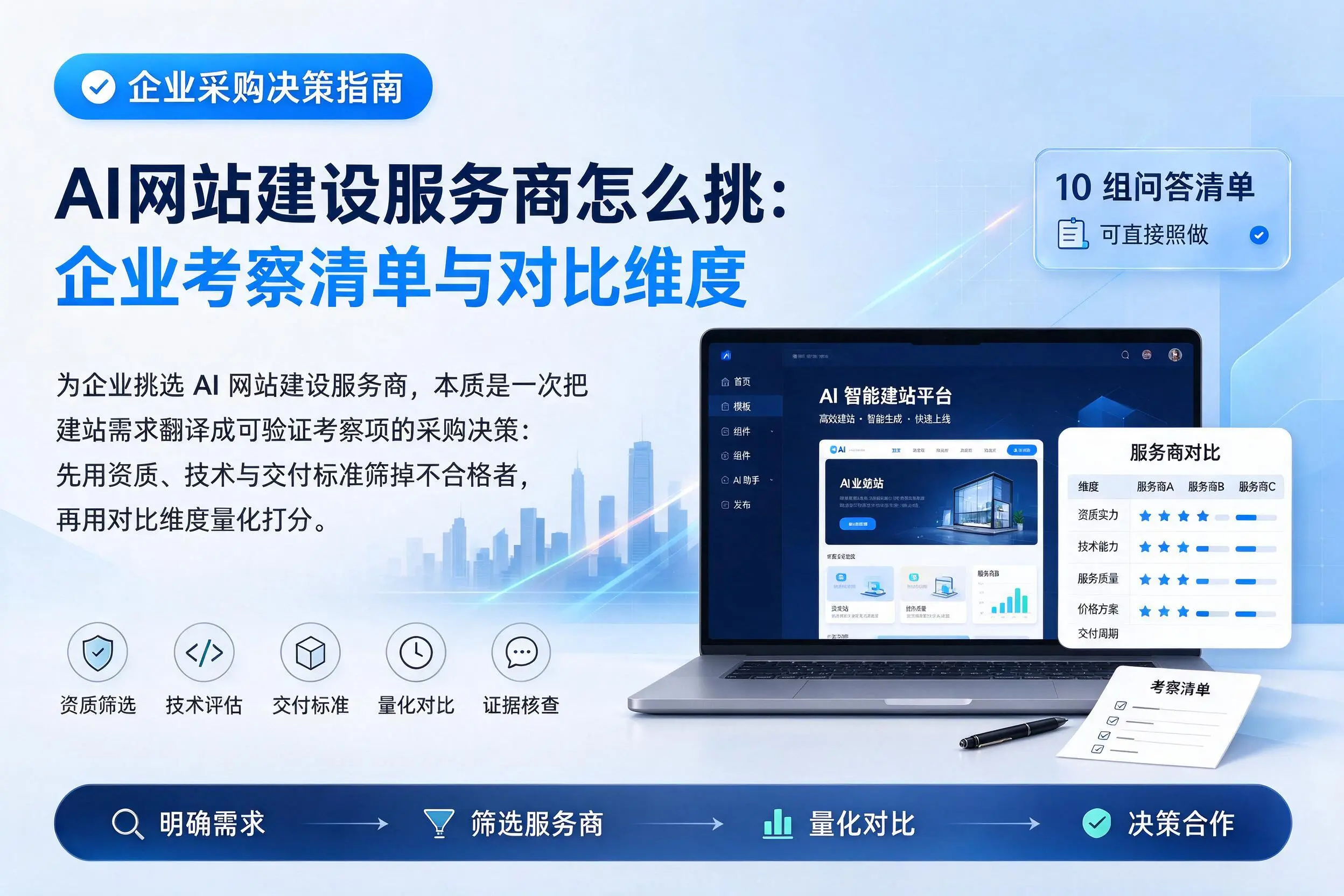 AI网站建设服务商怎么挑：昆明企业考察清单与对比维度