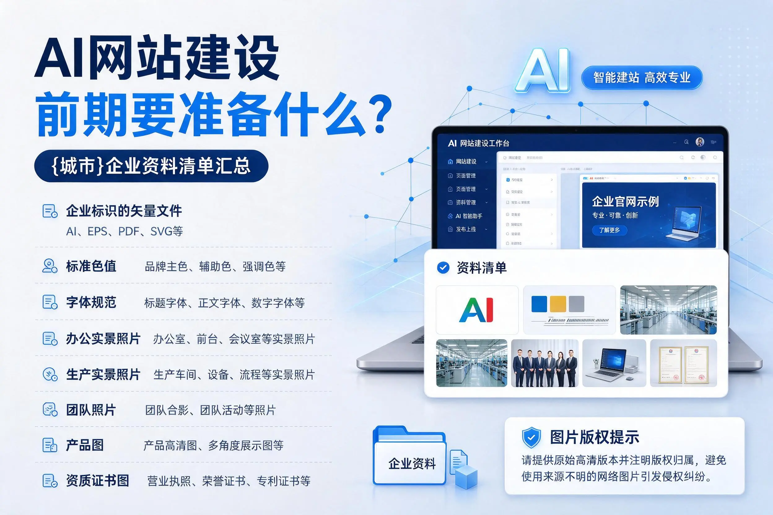 AI网站建设前期要准备什么？昆明企业资料清单汇总